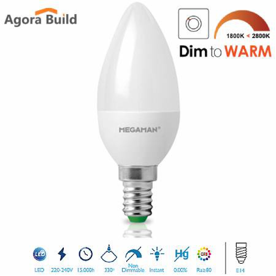 LED C40 ΚΕΡΙ ΜΑΤ 6W E14 1800-2800k 470LM 330'
