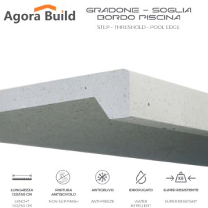 Σκαλοπάτι - Οριζόντιο τελείωμα πισίνας 1200 x 350