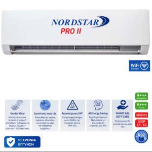 Κλιματιστικό Nordstar Inverter R32 ΤΝ PROII NORD-10CHSD/ZA31I A+++/A+++ 10.500 btu/h