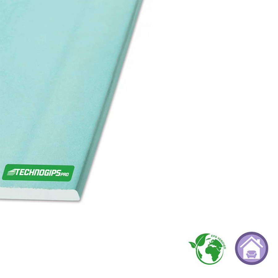 Γυψοσανίδα 2000 X 1200 X 12.5 TechnoGips Type Η2 Aνθυγρή