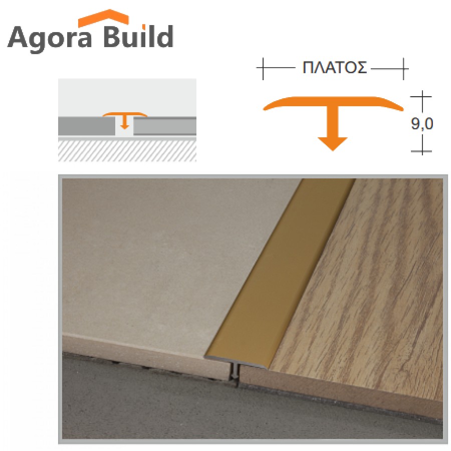 ΠΡΟΦΙΛ ΑΛΟΥΜΙΝΙΟΥ Τ GOLD ΜΑΤ 15MM