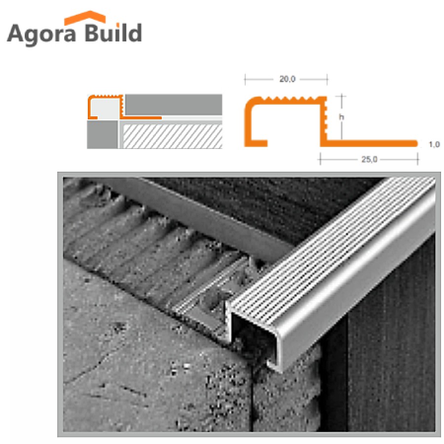 ΠΡΟΦΙΛ ΣΚΑΛΟΠΑΤΙΟΥ ΑΛΟΥΜΙΝΙΟΥ 12mm MAT