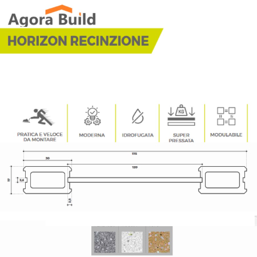 DECK HORIZON 120 x 13cm x 3,5cm ΣΥΝΘΕΤΙΚΟΥ ΜΠΕΤΟΥ