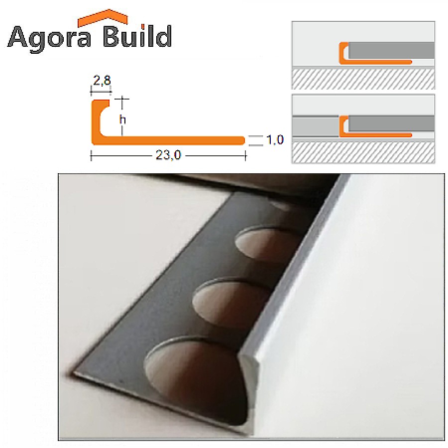 ΠΡΟΦΙΛ ΓΩΝΙΑΚΟ ΑΣΗΜΙ GLOSS Η=10mm - 2.5m