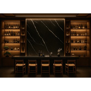 PVC MEGA 204 PANEL 2.8/1220/2800mm CARRARA BLACK 