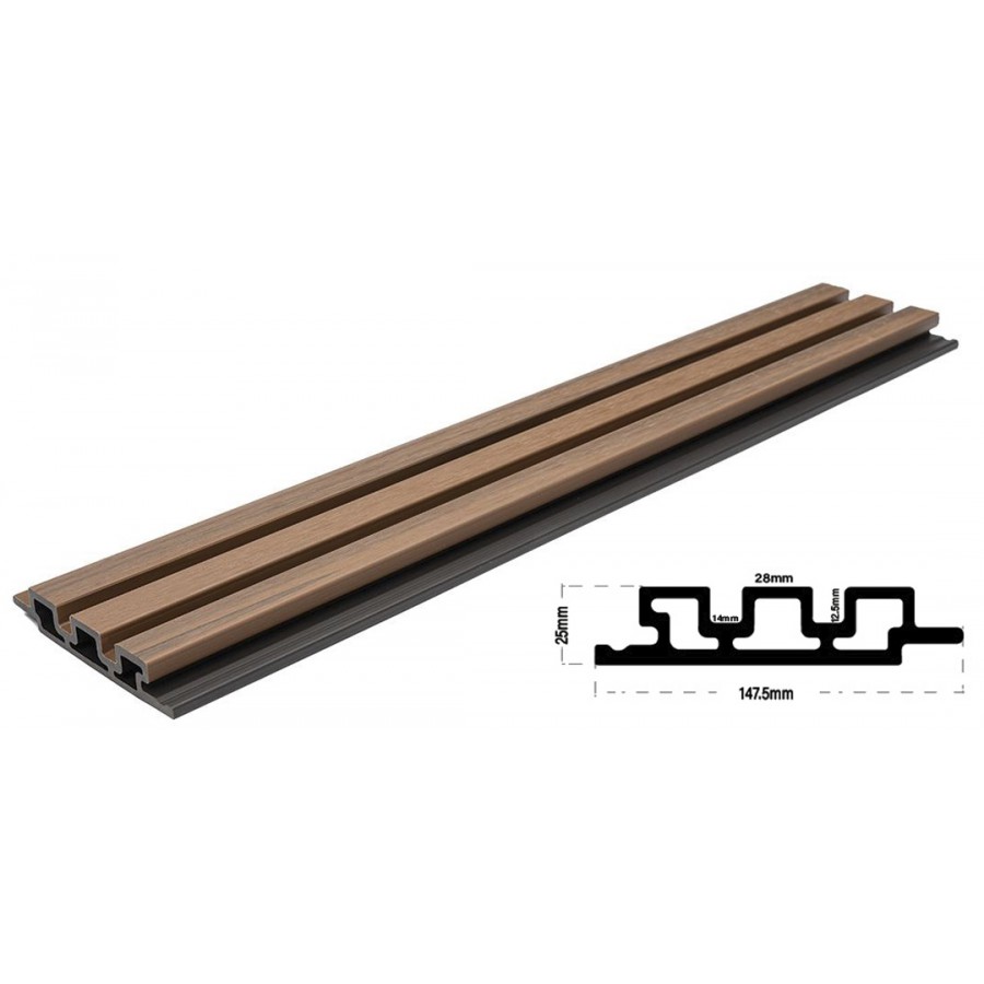 WPC PANEL TEAK 5510 2ης ΓΕΝΙΑΣ ΜΕ 3D ΠΗΧΑΚΙΑ 25/147.5mm 