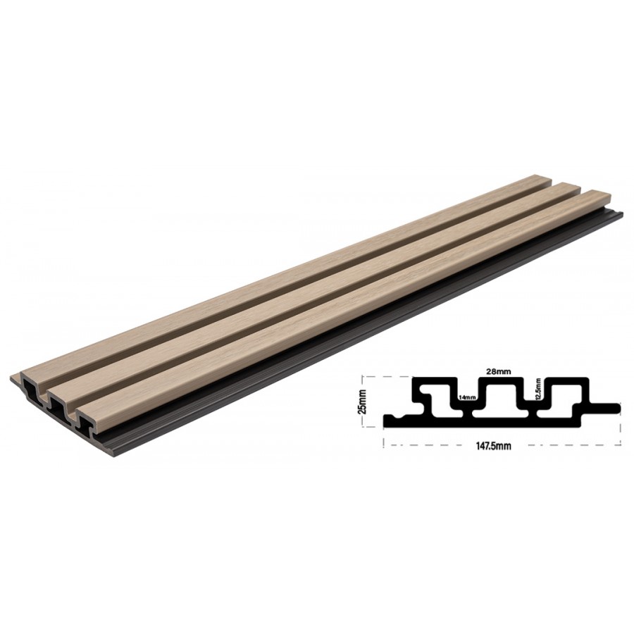 WPC PANEL ANTIQUE 5520 2ης ΓΕΝΙΑΣ ΜΕ 3D ΠΗΧΑΚΙΑ 25/147.5mm 