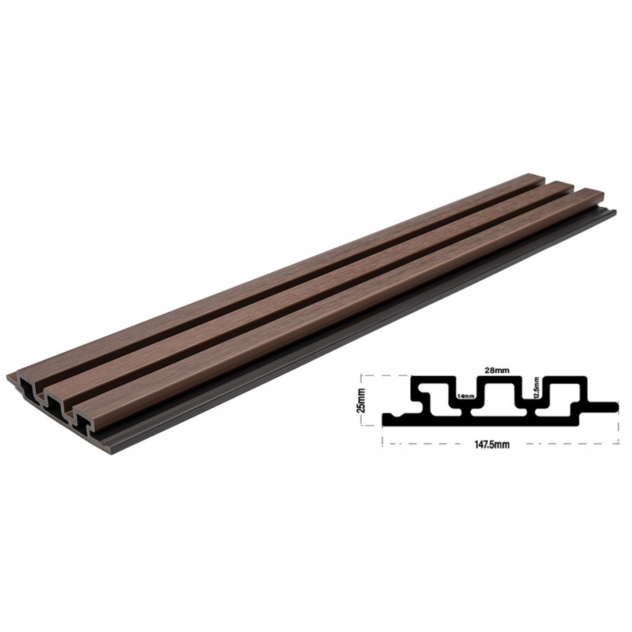 WPC PANEL COFFEE 5530 2ης ΓΕΝΙΑΣ ΜΕ 3D ΠΗΧΑΚΙΑ 25/147.5mm 