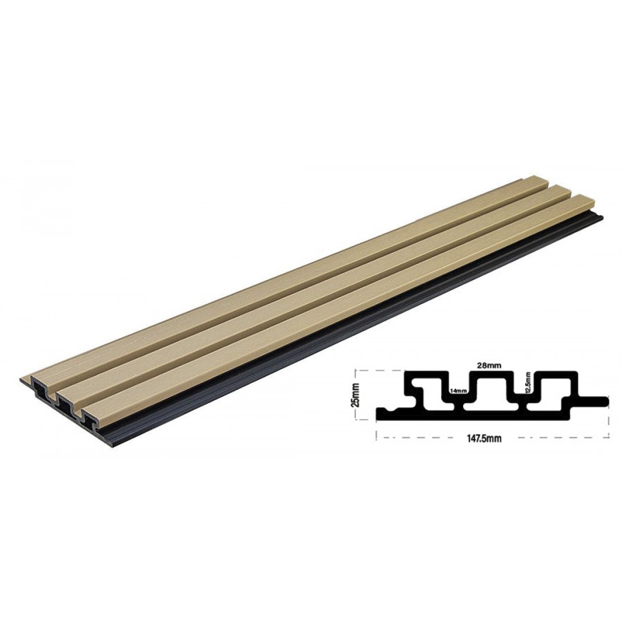 WPC PANEL LIGHT OAK 5550 2ης ΓΕΝΙΑΣ ΜΕ 3D ΠΗΧΑΚΙΑ 25/147.5mm 