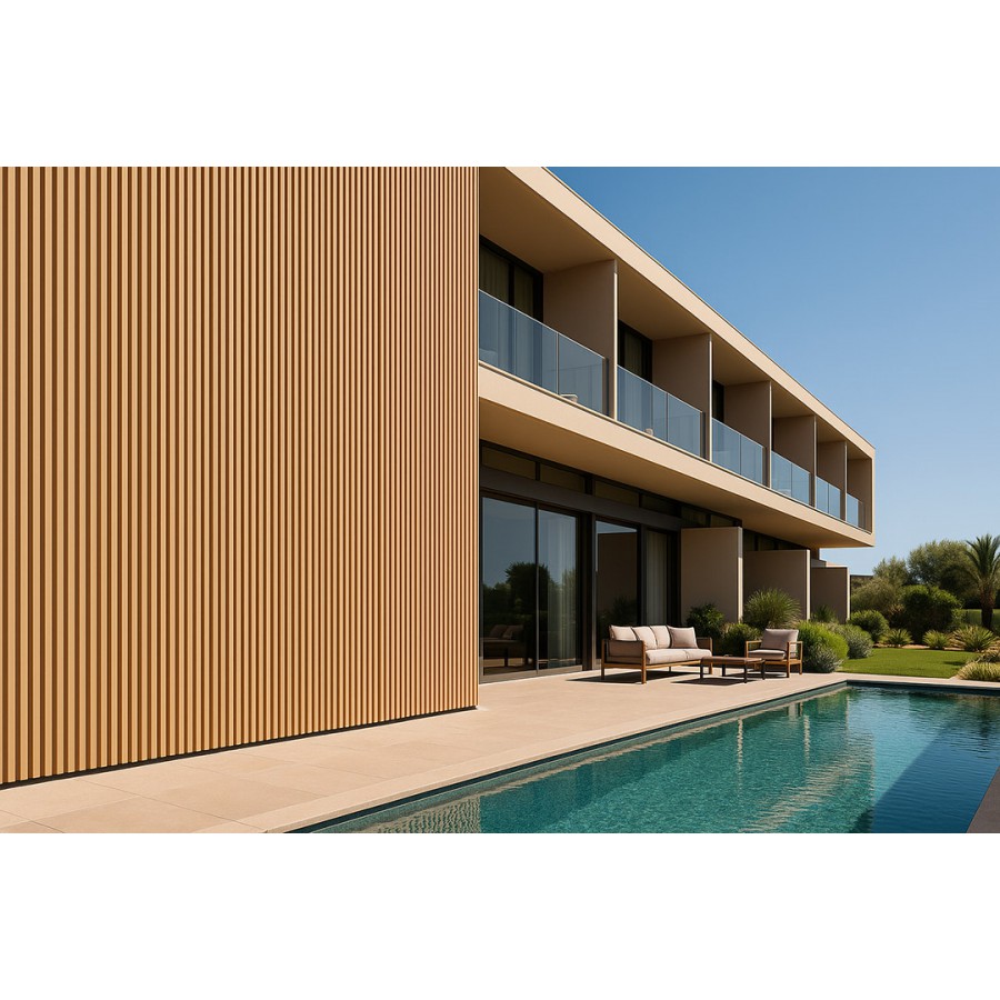 WPC PANEL LIGHT OAK 5550 2ης ΓΕΝΙΑΣ ΜΕ 3D ΠΗΧΑΚΙΑ 25/147.5mm 