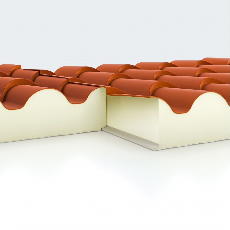 Πάνελ RAL ρωμαϊκού κεραμιδιού 5cm 8004 