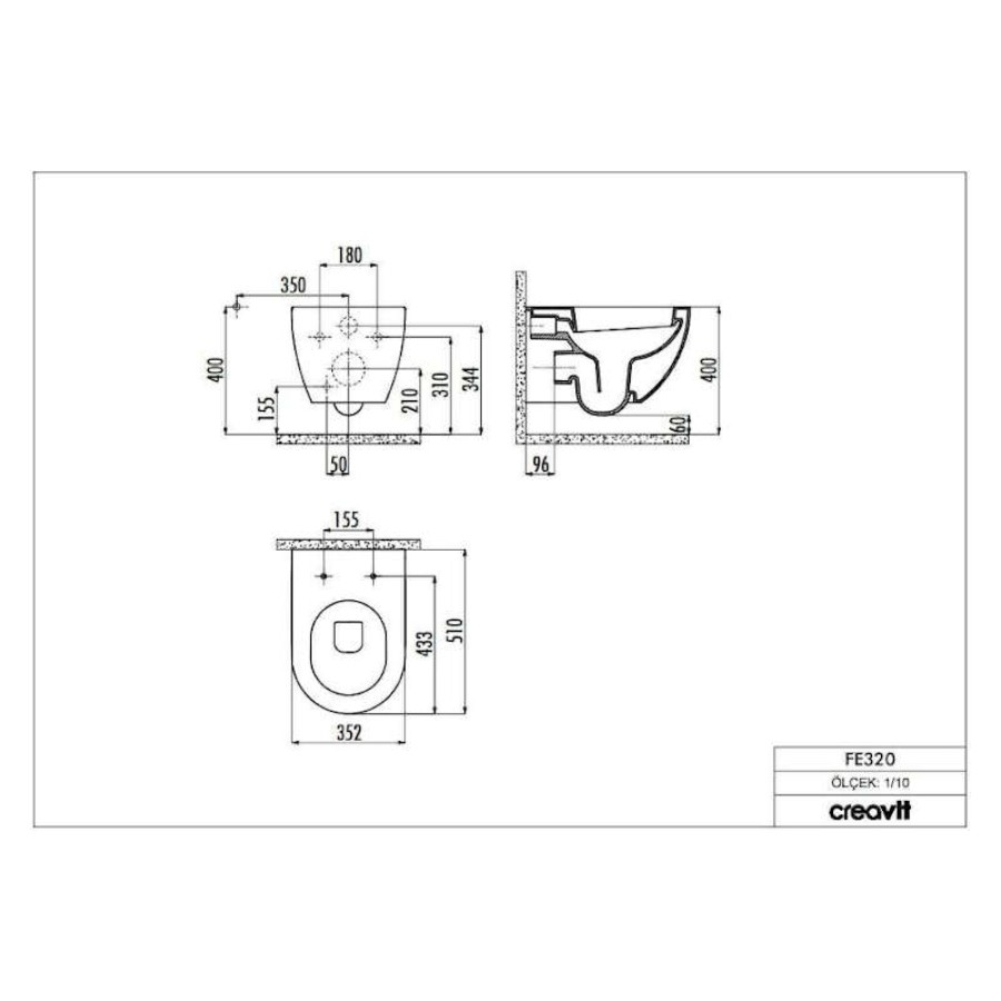 ΛΕΚΑΝΗ ΕΝΤΟΙΧΙΣΜΟΥ FE 320 W | FREE ΚΡΕΜΑΣΤH με κάλυμμα Thermoplast αποσπόμενο Slim Soft Closing 41224-2