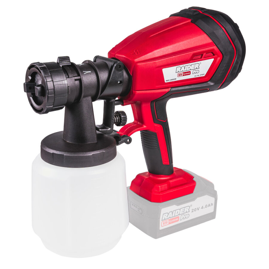 RAIDER R20 SOLO ΠΙΣΤΟΛΙ ΒΑΦΗΣ ΗΛΕΚΤΡΙΚΟ 20V ΜΕ ΔΟΧΕΙΟ 1lt RDP-CSGC20 074203