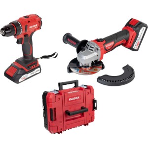 RAIDER R20 SET ΔΡΑΠΑΝΟΚΑΤΣΑΒΙΔΟ & ΓΩΝΙΑΚΟΣ ΤΡΟΧΟΣ 20V ΜΕ 2 ΜΠΑΤΑΡΙΕΣ 2Ah/4Ah 