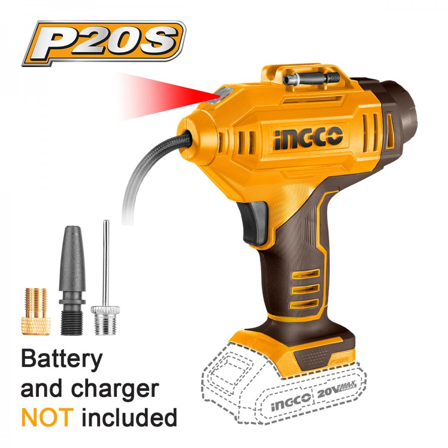 ΑΕΡΟΣΥΜΠΙΕΣΤΗΣ ΑΥΤΟΚΙΝΗΤΟΥ ΜΠΑΤΑΡΙΑΣ 150PSI 20V LI-ION INGCO