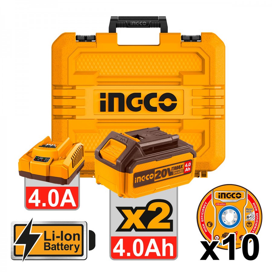 ΓΩΝΙΑΚΟΣ ΤΡΟΧΟΣ INGCO ΜΠΑΤΑΡΙΑΣ 115mm 20V Li-Ion