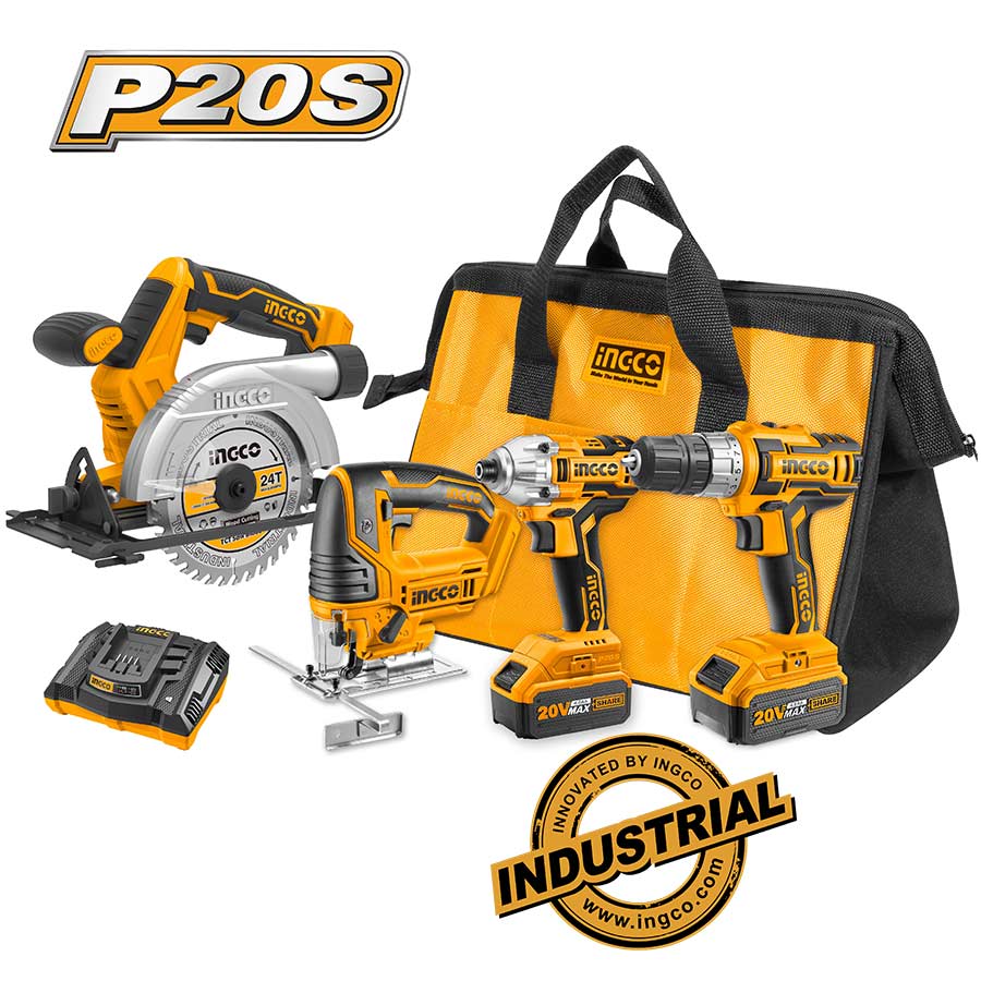 ΕΠΑΓΓΕΛΜΑΤΙΚΟ ΣΕΤ 4 ΤΕΜ ΕΡΓΑΛΕΙΑ ΜΠΑΤΑΡΙΑΣ 20V LI-ION CKLI2010 INGCO