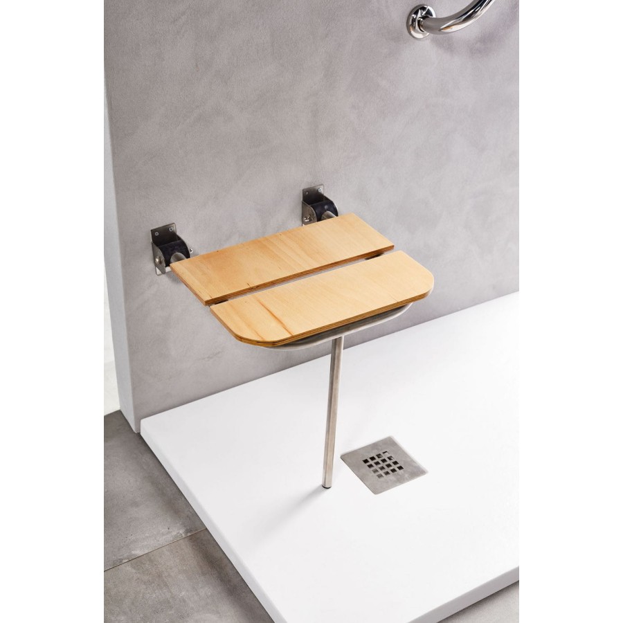 AMEA ΞΥΛΙΝΟ ΚΑΘΙΣΜΑ IROKO & ΙΝΟΧ ΒΑΣΗ ΑΝΑΚΛΙΝΟΜΕΝΗ 45x40cm