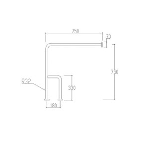 ΑΜΕΑ ΜΠΑΡΑ ΣΤΗΡΙΞΗΣ ΓΩΝΙΑΚΗ 2 ΠΟΔΙΑ 75x75cm INOX ΧΡΩΜΕ