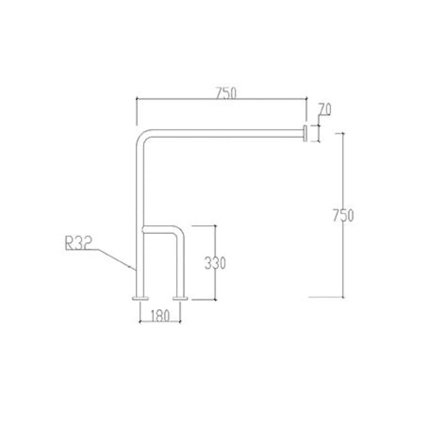 ΑΜΕΑ ΜΠΑΡΑ ΣΤΗΡΙΞΗΣ ΓΩΝΙΑΚΗ 2 ΠΟΔΙΑ 75x75cm INOX ΧΡΩΜΕ