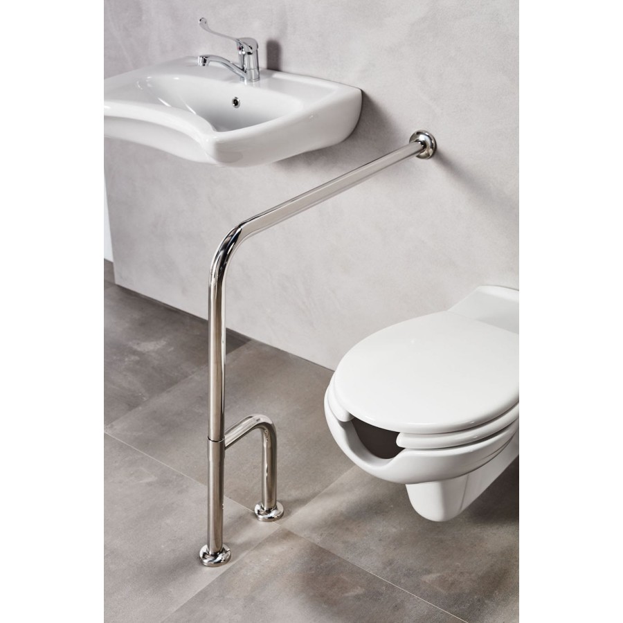 ΑΜΕΑ ΜΠΑΡΑ ΣΤΗΡΙΞΗΣ ΓΩΝΙΑΚΗ 2 ΠΟΔΙΑ 75x75cm INOX ΧΡΩΜΕ