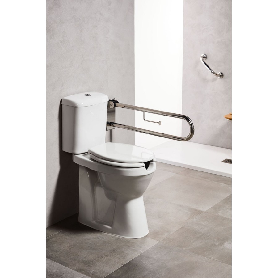 ΑΜΕΑ ΜΠΑΡΑ ΑΝΑΚΛΙΝΟΜΕΝΗ ΜΕ ΧΑΡΤΟΘΗΚΗ 75cm INOX ΧΡΩΜΕ