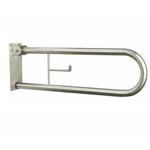 ΑΜΕΑ ΜΠΑΡΑ ΑΝΑΚΛΙΝΟΜΕΝΗ ΜΕ ΧΑΡΤΟΘΗΚΗ 75cm INOX ΧΡΩΜΕ