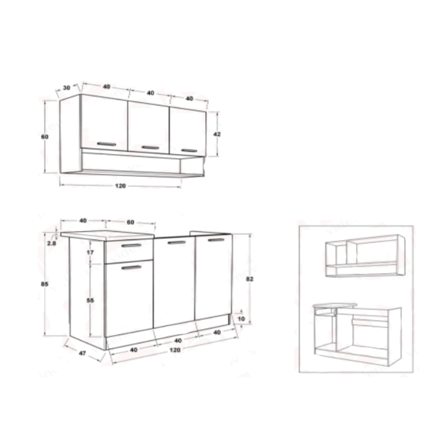 ΚΟΥΖΙΝΑ LILIAN MINI 120cm