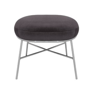 ΣΚΑΜΠΟ ΥΠΟΠΟΔΙΟ TRUDI HM8640.01 ΑΠΟ ΓΚΡΙ ΒΕΛΟΥΔΟ ΜΕ ΑΣΗΜΙ ΒΑΣΗ 55x46x38Υ εκ.