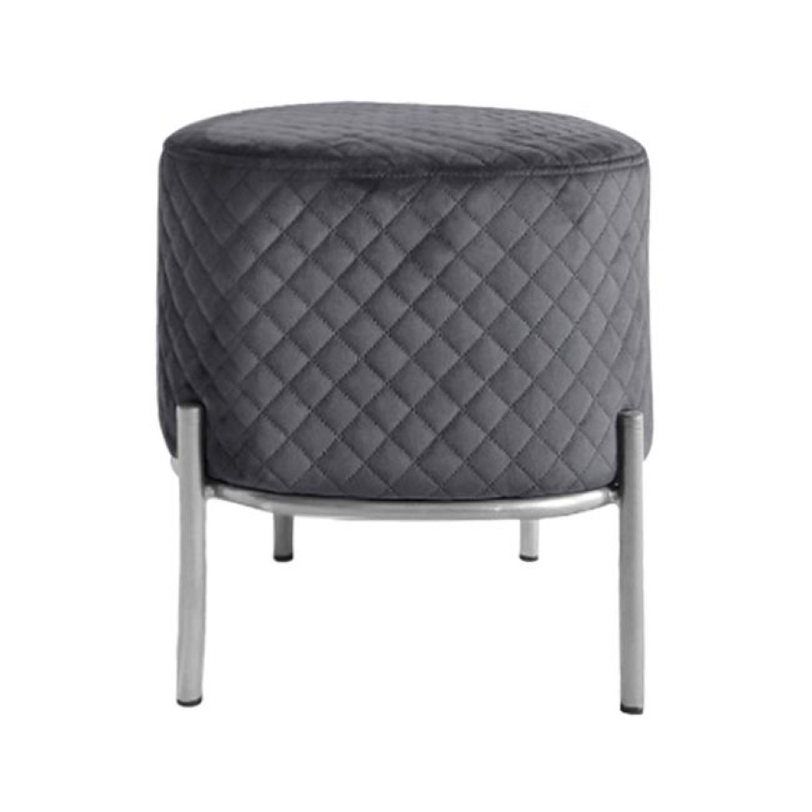 ΣΚΑΜΠΟ SINTA HM8638.01 ΑΠΟ ΓΚΡΙ ΒΕΛΟΥΔΟ ΜΕ ΑΣΗΜΙ ΒΑΣΗ 42x42x38Υ εκ.