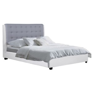 ΚΡΕΒΑΤΙ VANITY ΜΕ PU ΛΕΥΚΟ ΚΑΙ ΓΚΡΙ HM569 160x200 εκ.