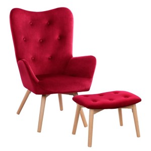 ΠΟΛΥΘΡΟΝΑ ΜΠΕΡΖΕΡΑ ΜΕ ΥΠΟΠΟΔΙΟ ADELYNN HM8082.06 ΑΠΟ ΒΕΛΟΥΔΟ ΚΟΚΚΙΝΟ ΒΟΥΡΓΟΥΝΔΙΑΣ 67X74X97Y εκ.