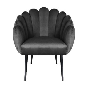 ΠΟΛΥΘΡΟΝΑ VIVIEN HM8631.01 ΑΠΟ ΓΚΡΙ ΒΕΛΟΥΔΟ ΜΕ ΜΑΥΡΑ ΠΟΔΙΑ 70x70x76Y εκ.