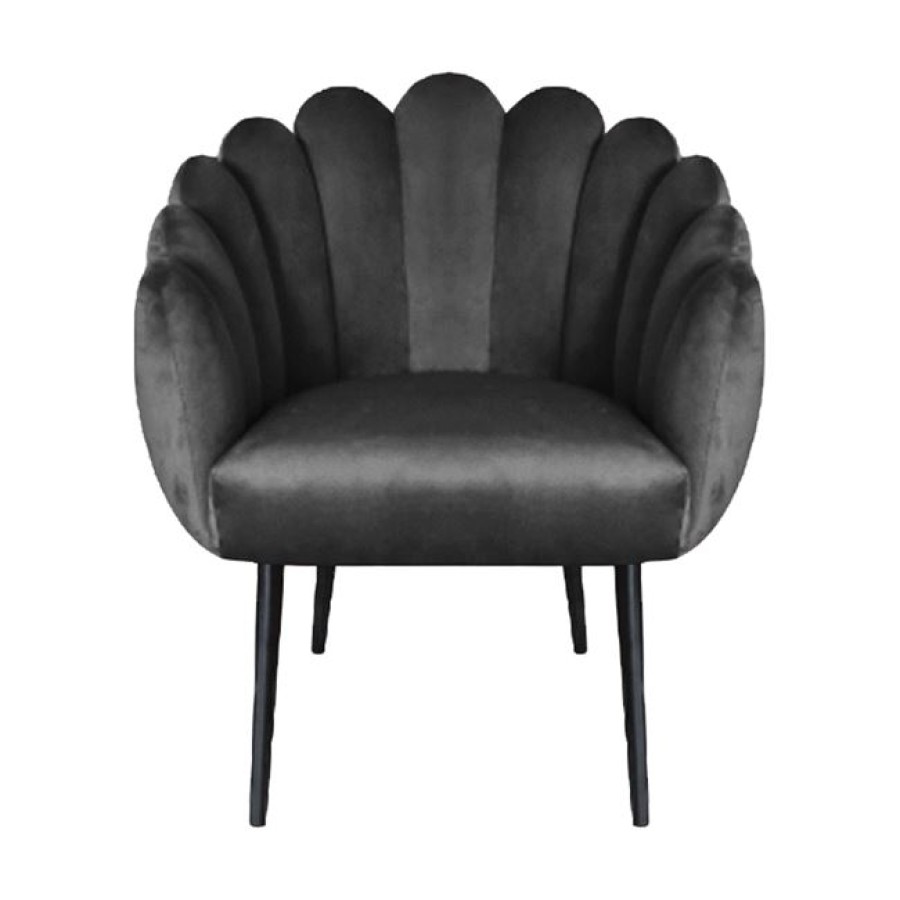 ΠΟΛΥΘΡΟΝΑ VIVIEN HM8631.01 ΑΠΟ ΓΚΡΙ ΒΕΛΟΥΔΟ ΜΕ ΜΑΥΡΑ ΠΟΔΙΑ 70x70x76Y εκ.