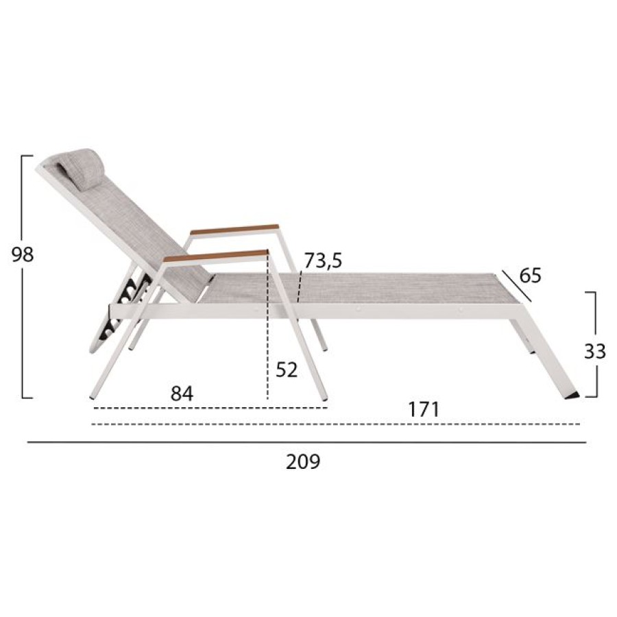 ΞΑΠΛΩΣΤΡΑ ΑΛΟΥΜΙΝΙΟΥ RABIA ΕΠΑΓΓΕΛΜΑΤΙΚΗ ΛΕΥΚΗ ΜΕ ΜΠΡΑΤΣΑ POLYWOOD HM5559.01 ΜΕ PVC ΓΚΡΙ 209x65-73,5x33 cm