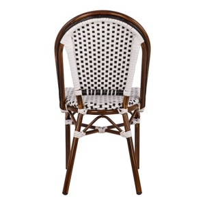 ΚΑΡΕΚΛΑ BISTRO ΑΛΟΥΜΙΝΙΟΥ BAMBOO LOOK ΜΕ ΛΕΥΚΟ-ΜΑΥΡΟ RATTAN HM5566.01 45x54x90Υεκ.