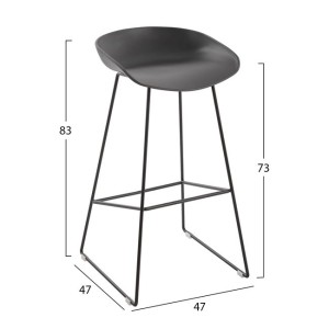 ΣΚΑΜΠΟ ΜΕΤΑΛΛΙΚΟ NAILA HM8450.10 ΜΕ ΚΑΘΙΣΜΑ PP ΓΚΡΙ 47x47x83 εκ.