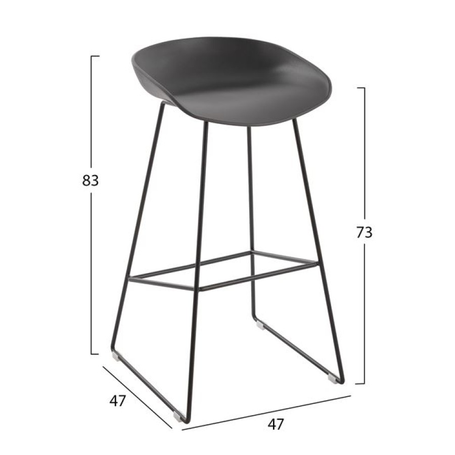 ΣΚΑΜΠΟ ΜΕΤΑΛΛΙΚΟ NAILA HM8450.10 ΜΕ ΚΑΘΙΣΜΑ PP ΓΚΡΙ 47x47x83 εκ.