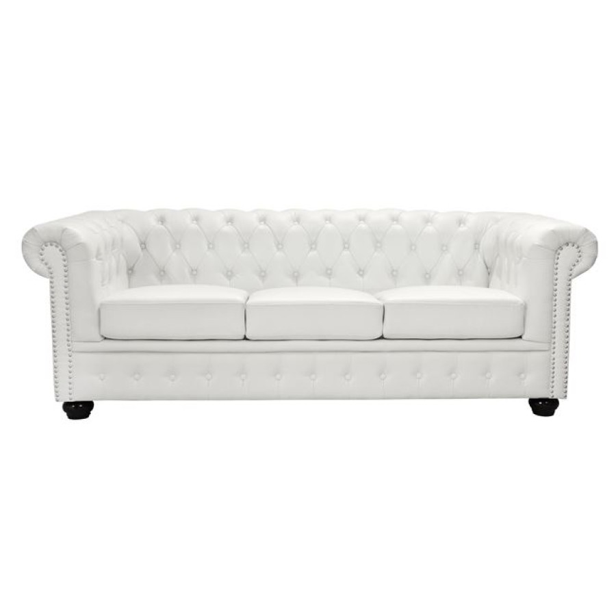 ΚΑΝΑΠΕΣ 3ΘΕΣΙΟΣ T.CHESTERFIELD HM3009.02 ΤΕΧΝΟΔΕΡΜΑ ΛΕΥΚΟ ΜΑΤ 208x90x73 εκ.