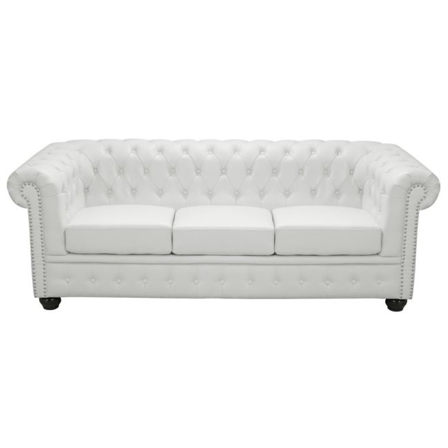 ΚΑΝΑΠΕΣ 3ΘΕΣΙΟΣ T.CHESTERFIELD HM3009.02 ΤΕΧΝΟΔΕΡΜΑ ΛΕΥΚΟ ΜΑΤ 208x90x73 εκ.