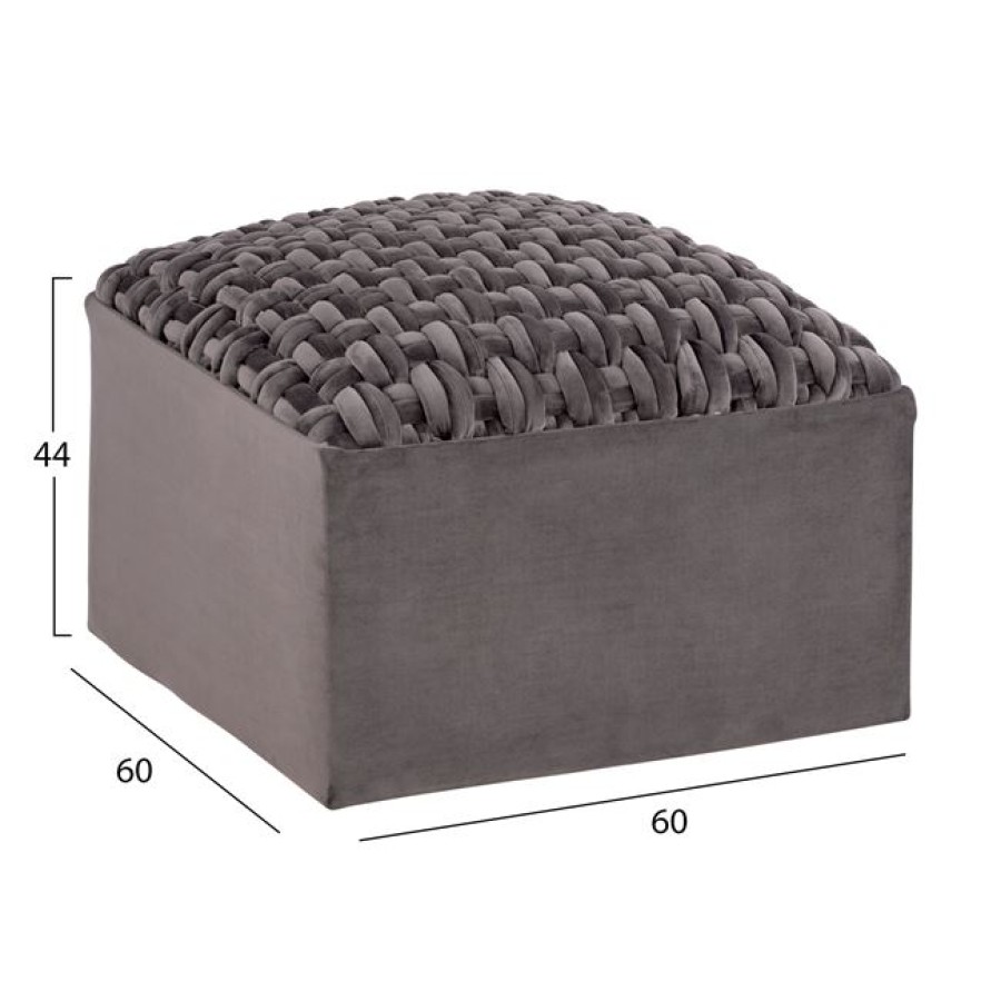 ΣΚΑΜΠΟ ERIN HM8495.01 ΑΠΟ ΒΕΛΟΥΔΟ ΣΕ ΓΚΡΙ ΑΠΟΧΡΩΣΗ 60X60X44 εκ.