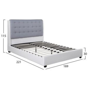 ΚΡΕΒΑΤΙ VANITY ΜΕ PU ΛΕΥΚΟ ΚΑΙ ΓΚΡΙ HM569 160x200 εκ.