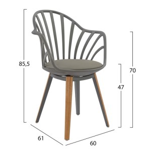 ΠΟΛΥΘΡΟΝΑ ΤΡΑΠΕΖΑΡΙΑΣ HM8049.10 ANAIS ΓΚΡΙ ΜΕ ΞΥΛΙΝΑ ΠΟΔΙΑ 60x53x86Υ εκ.