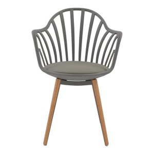 ΠΟΛΥΘΡΟΝΑ ΤΡΑΠΕΖΑΡΙΑΣ HM8049.10 ANAIS ΓΚΡΙ ΜΕ ΞΥΛΙΝΑ ΠΟΔΙΑ 60x53x86Υ εκ.