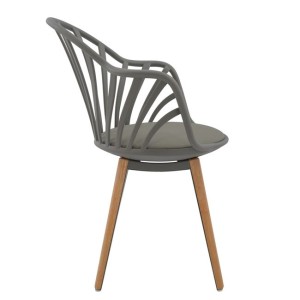 ΠΟΛΥΘΡΟΝΑ ΤΡΑΠΕΖΑΡΙΑΣ HM8049.10 ANAIS ΓΚΡΙ ΜΕ ΞΥΛΙΝΑ ΠΟΔΙΑ 60x53x86Υ εκ.