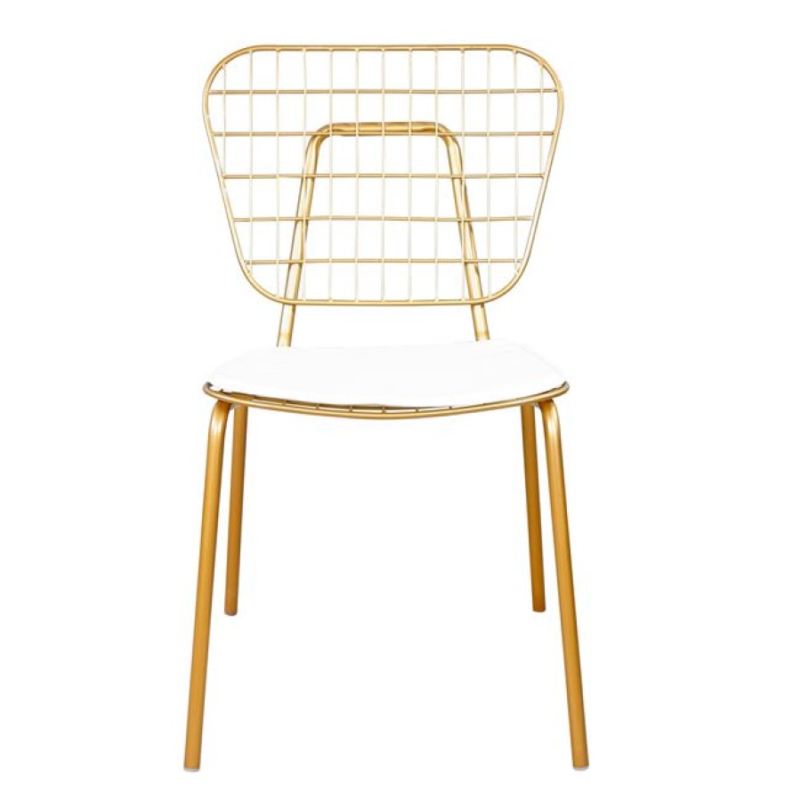 ΚΑΡΕΚΛΑ GREYSON ΜΕΤΑΛΛΙΚΗ ΧΡΥΣΑΦΙ ΧΡΩΜΑ ΜΕ PU ΛΕΥΚΟ ΜΑΞΙΛΑΡΙ HM8563.200 53x55x79 εκ.