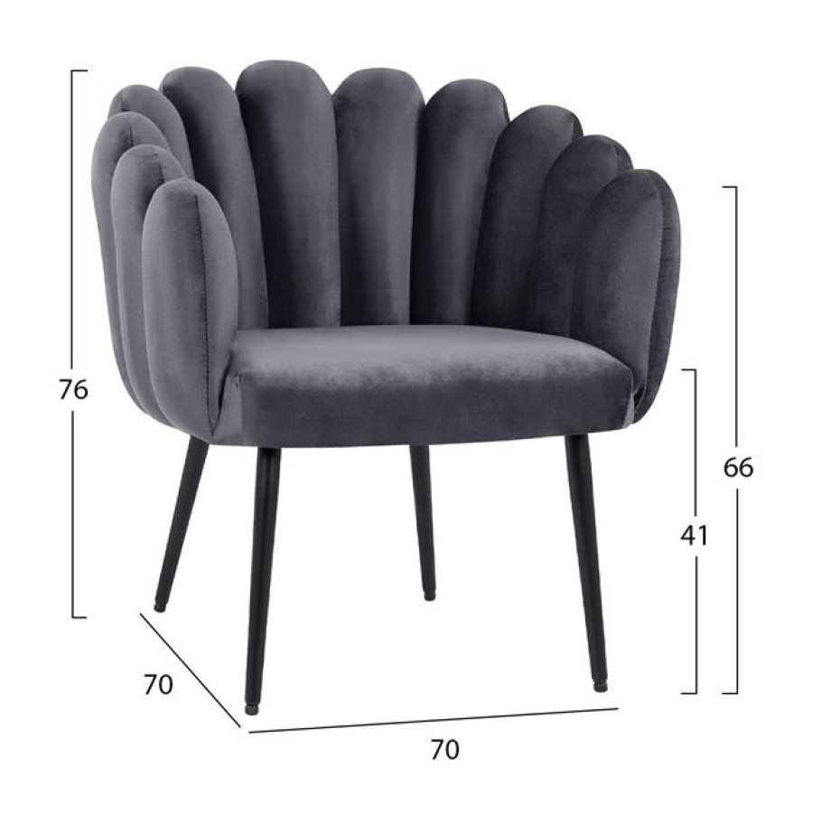 ΠΟΛΥΘΡΟΝΑ VIVIEN HM8631.01 ΑΠΟ ΓΚΡΙ ΒΕΛΟΥΔΟ ΜΕ ΜΑΥΡΑ ΠΟΔΙΑ 70x70x76Y εκ.