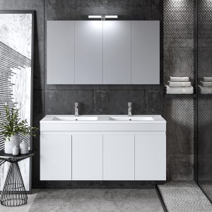 Σετ Επίπλου OMEGA 120cm με Διπλό Νιπτήρα χρ.BEIGE OAK 