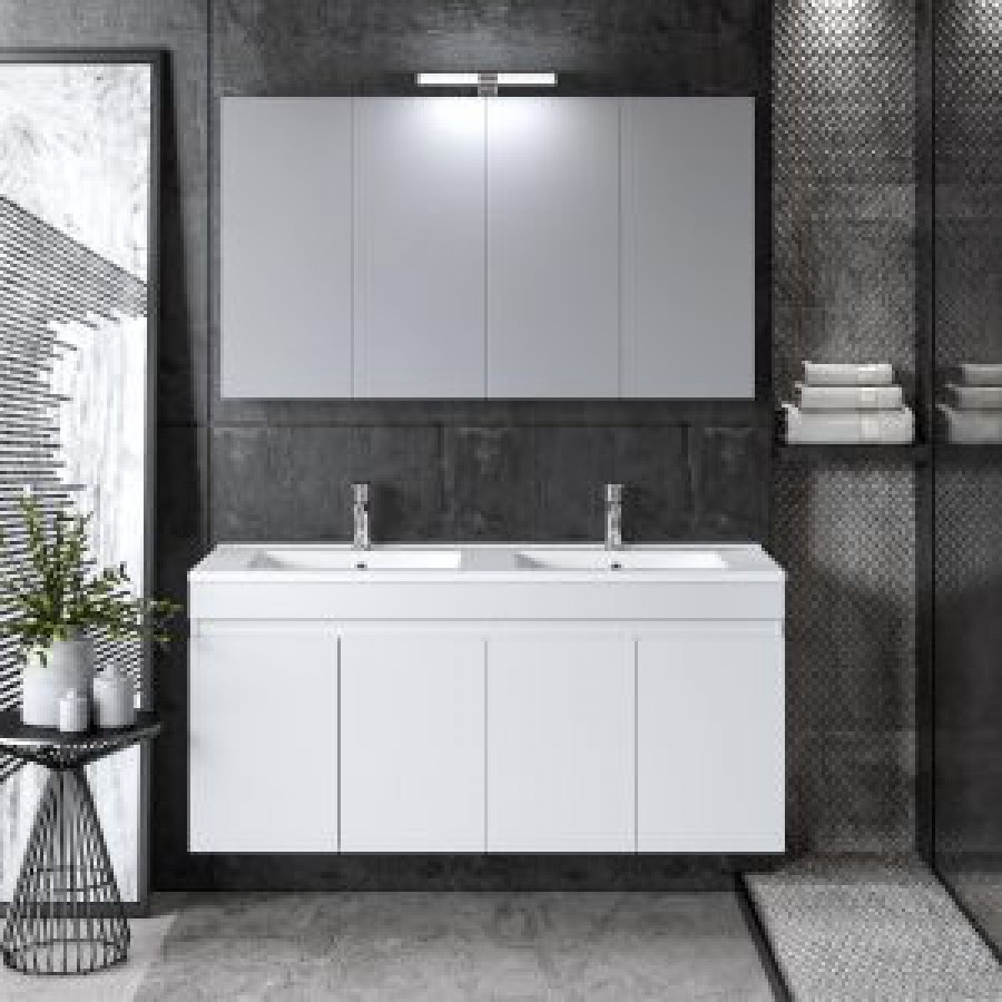 Σετ Επίπλου OMEGA 120cm με Διπλό Νιπτήρα χρ.BEIGE OAK 