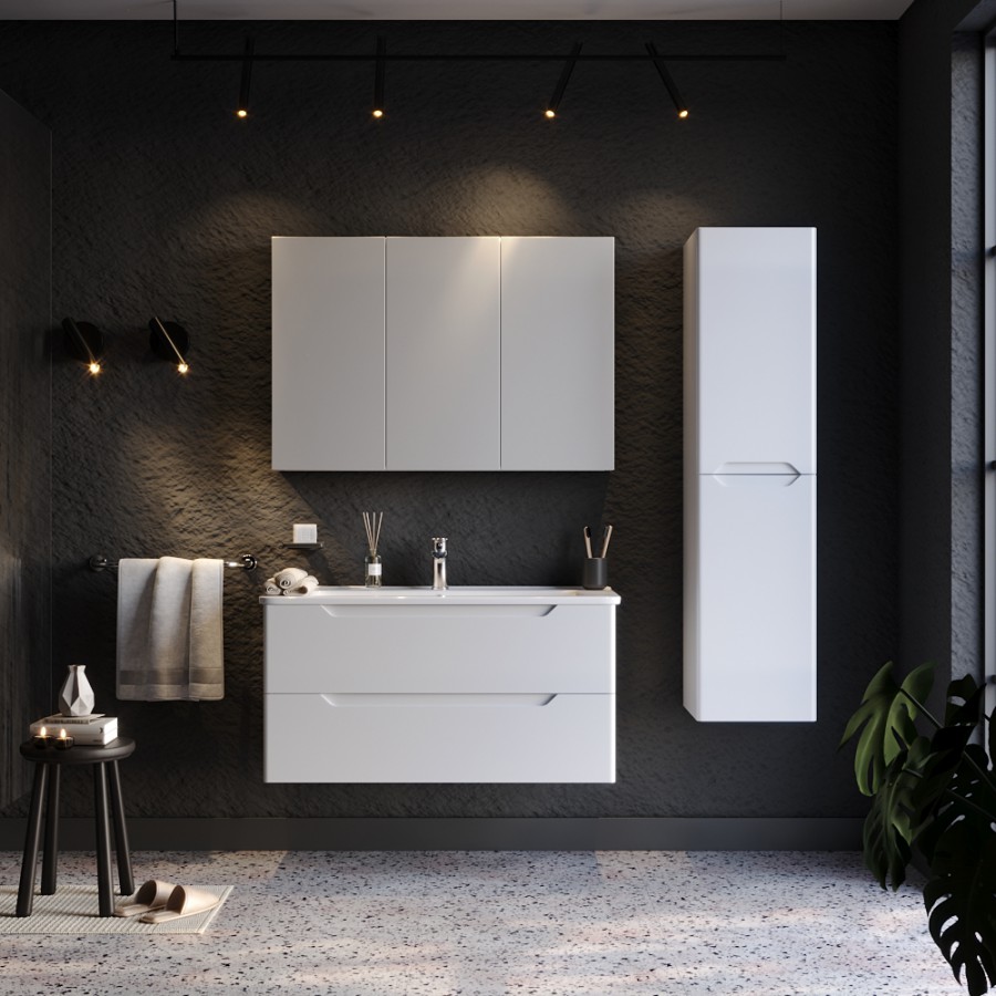 Σετ Έπιπλο Μπάνιου PERLA Λευκό MDF 18mm Λάκα 100